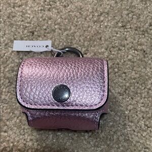 Coach Metallic Pink Leather AirPod earbud Holder